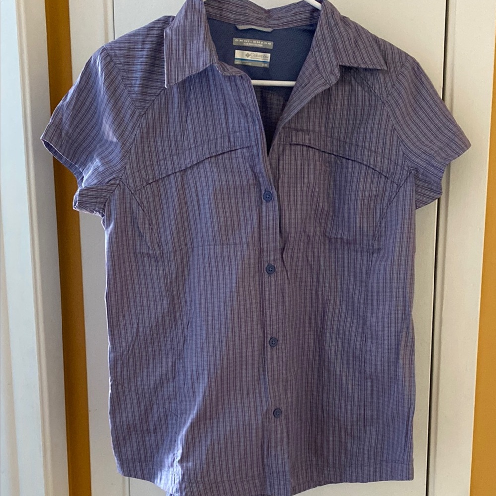 Columbia Purple Button Down Shirt Lightweight Casual Top